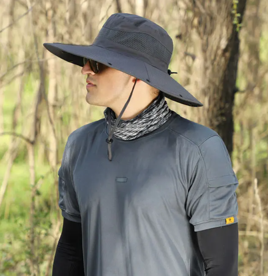 Large Shawl Sunscreen Neck Protection Big Brim Sun Hat Outdoor Leisure Mountaineering Fishing Cap Men Waterproof Fisherman Hats