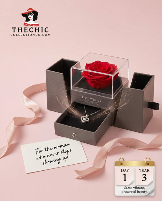 Forever Rose and 100 Languages Love Necklace – Unique Romantic Gift for Women