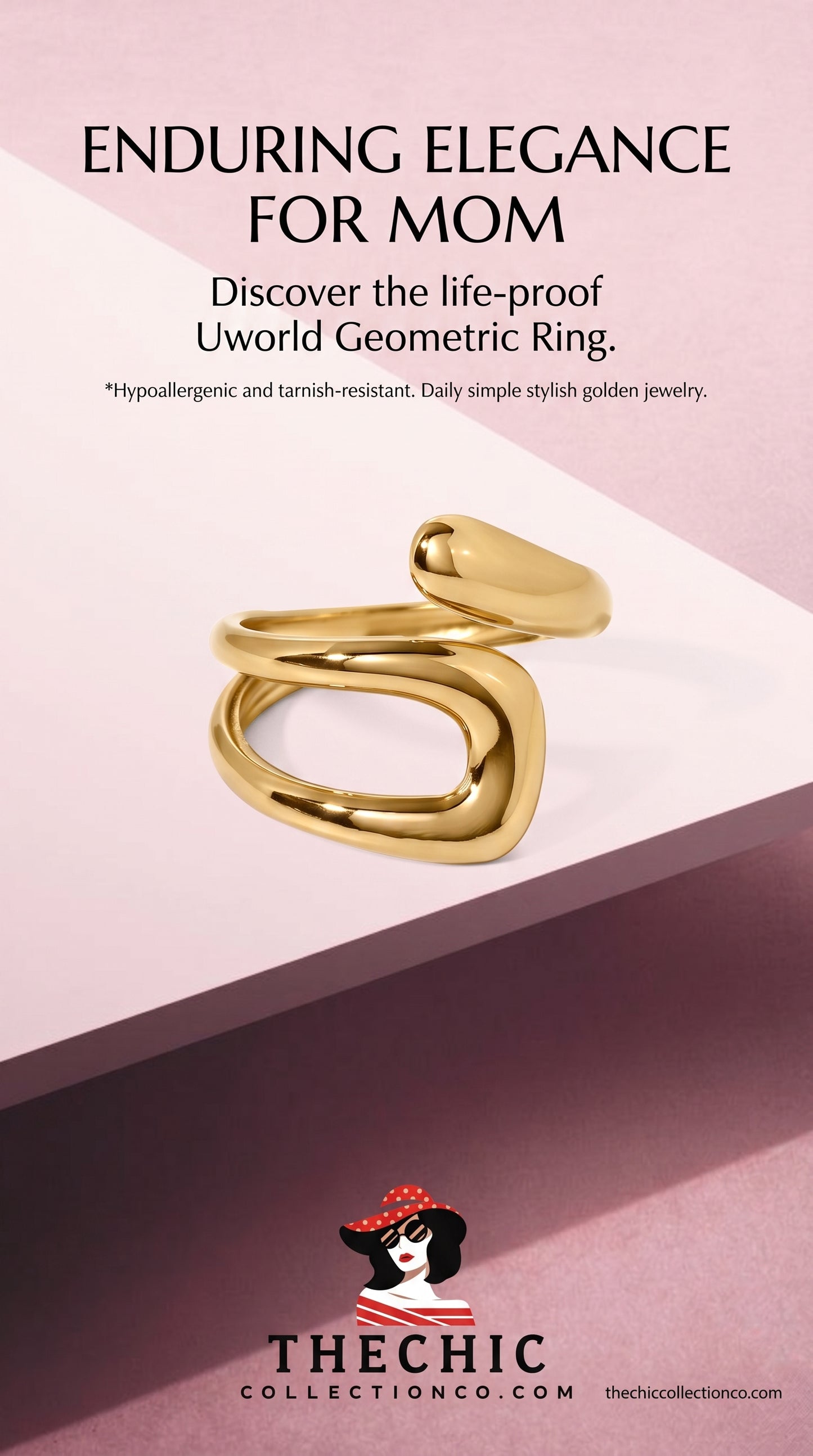 The Chic Forever Glow: Uworld 18K Gold Geometric Hollow Ring