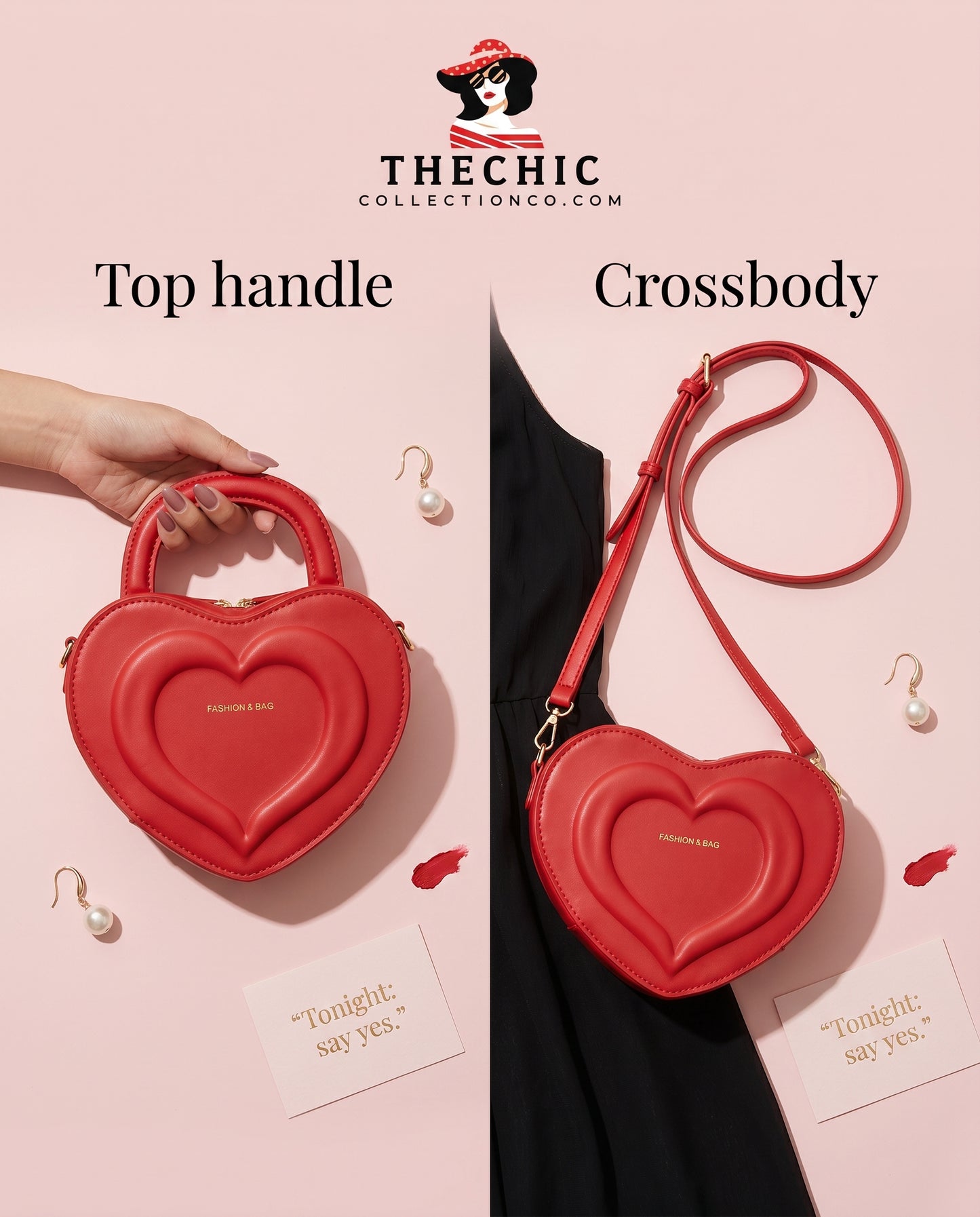 The Chic Fashion Heart‑Shape PU Leather Handbag – Women’s Crossbody Bag