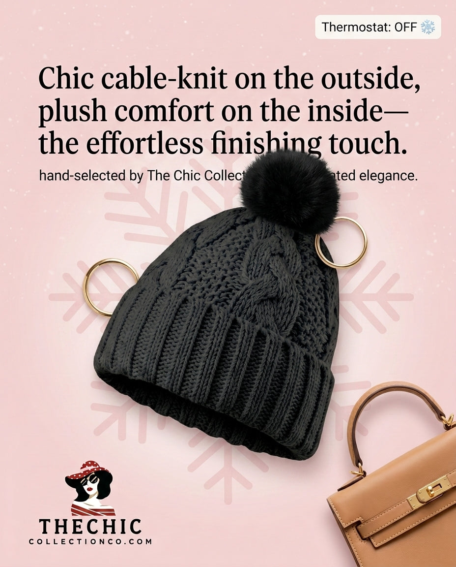 Cozy Pom-Pom Knit Beanie – Ultra Warm, Plush Lined, One Size Fits All