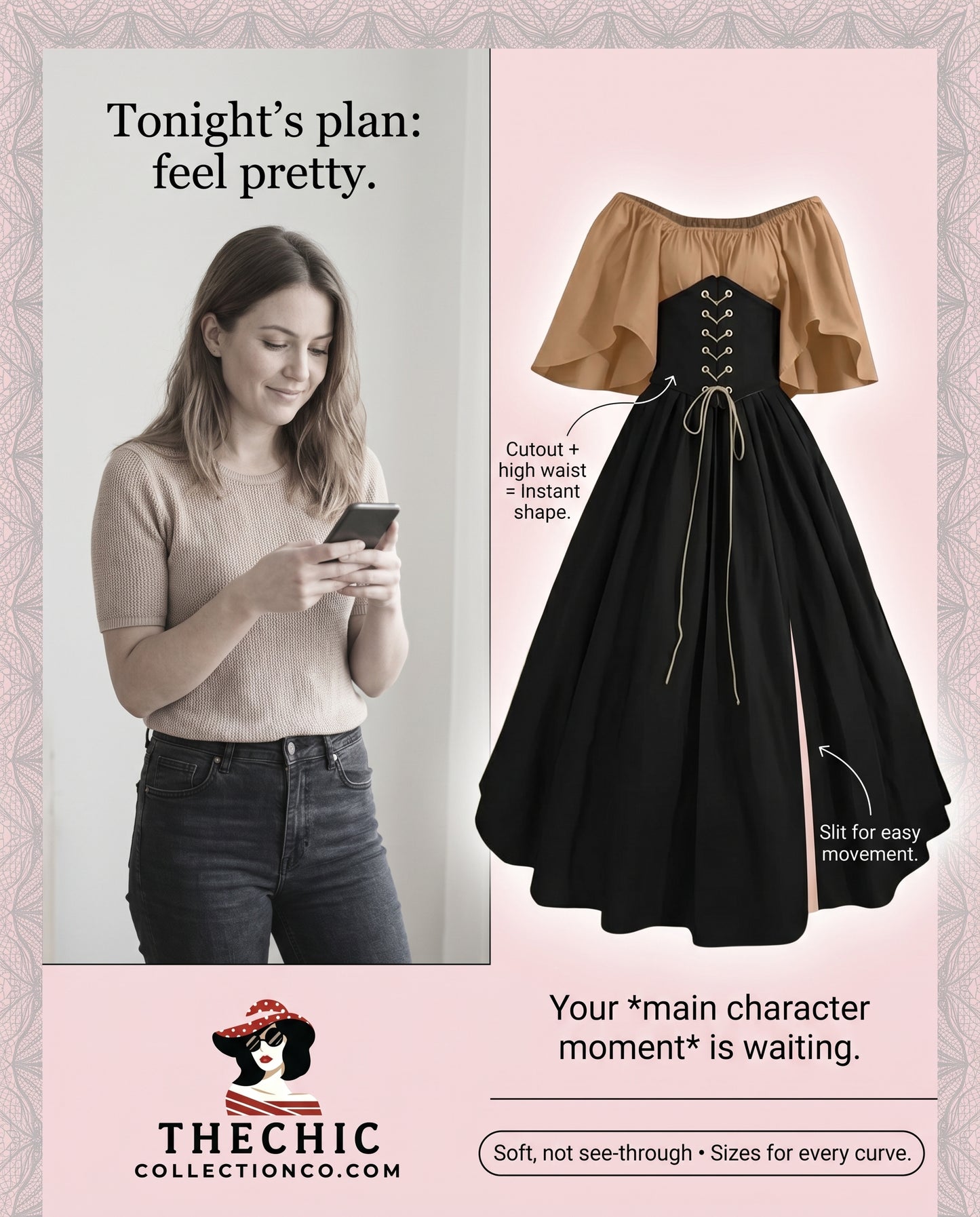 Enchanted Irish Fairytale Gown – Ruffled Renaissance Overdress with Retro Corset