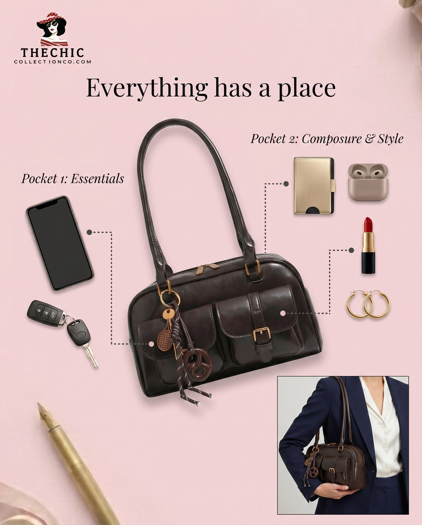 The Chic Retro-Style Double-Pocket Shoulder Bag – The Perfect Everyday Commuter Companion