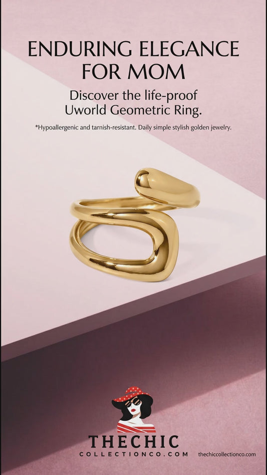 The Chic Forever Glow: Uworld 18K Gold Geometric Hollow Ring